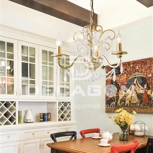 American chandelier living room dining room lamp bedroom pastoral wrought iron champagne gold creative chandelier art crystal chandelier WX-D9288